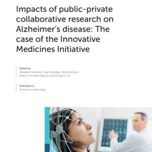 Frontiers in Neurology ebook cover "Impacts of public-private collaborative research on Alzheimer's disease: The case of the Innovative Medicines Initiative"