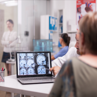 Person looking at a brain scan