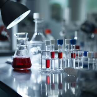 Laboratory bench with samples