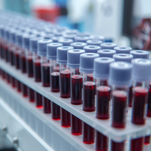 Rack of blood samples