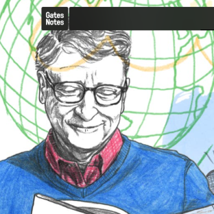 drawing of Bill Gates featured on Gates Notes website