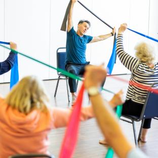 People taking part in an exercise class