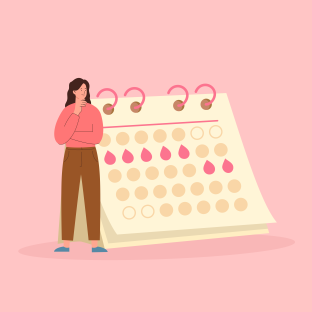 graphic showing calendar marking menstrual cycle