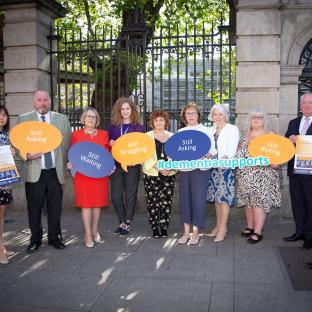 ASI staff, advocates and volunteers outside Dail Eireann for the PBS launch