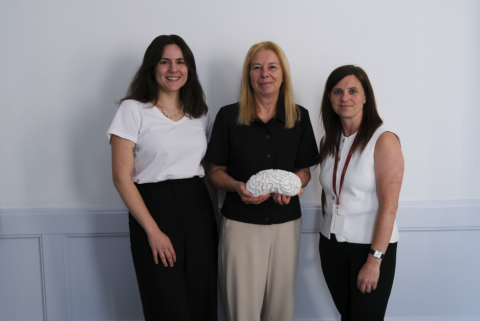 Pictured: Annick Germeys (centre) with Sarah Campill (left) and Faye Forsyth (right), Public Involvement Officers at Alzheimer Europe
