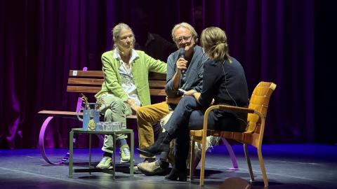 Stanley Samuelsen and his wife, Merete Messman being interviewed