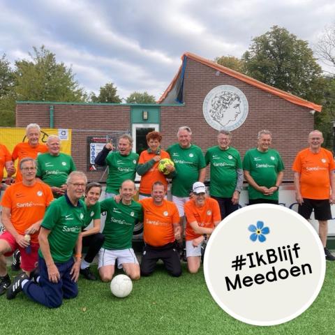 Gerda taking part in a football activity during World Alzheimer's Month