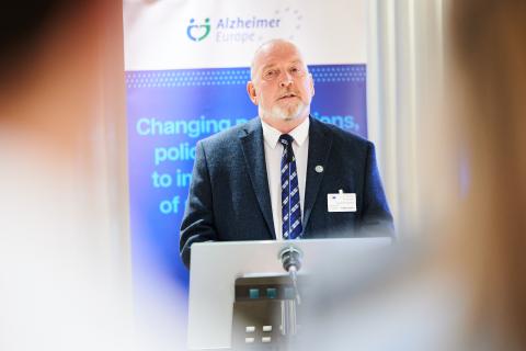 Kevin Quaid making his speech at the EP exhibition on 1 September