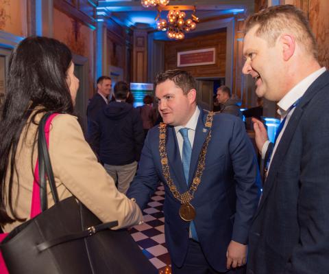 Lord Mayor greeting guests at The Round Room